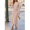 imageArachampCloz Womens Wool Blend Sweater 2 Piece Sets Business Lounge Long Sleeve Top Midi Dress OutfitsApricot