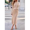 imageArachampCloz Womens Wool Blend Sweater 2 Piece Sets Business Lounge Long Sleeve Top Midi Dress OutfitsApricot