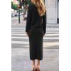 imageArachampCloz Womens Wool Blend Sweater 2 Piece Sets Business Lounge Long Sleeve Top Midi Dress OutfitsBlack