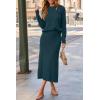 imageArachampCloz Womens Wool Blend Sweater 2 Piece Sets Business Lounge Long Sleeve Top Midi Dress OutfitsBluish Green