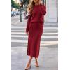imageArachampCloz Womens Wool Blend Sweater 2 Piece Sets Business Lounge Long Sleeve Top Midi Dress OutfitsBurgundy