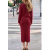 imageArachampCloz Womens Wool Blend Sweater 2 Piece Sets Business Lounge Long Sleeve Top Midi Dress OutfitsBurgundy
