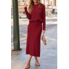 imageArachampCloz Womens Wool Blend Sweater 2 Piece Sets Business Lounge Long Sleeve Top Midi Dress OutfitsBurgundy