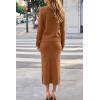 imageArachampCloz Womens Wool Blend Sweater 2 Piece Sets Business Lounge Long Sleeve Top Midi Dress OutfitsCaramel