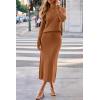 imageArachampCloz Womens Wool Blend Sweater 2 Piece Sets Business Lounge Long Sleeve Top Midi Dress OutfitsCaramel