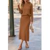 imageArachampCloz Womens Wool Blend Sweater 2 Piece Sets Business Lounge Long Sleeve Top Midi Dress OutfitsCaramel