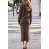 imageArachampCloz Womens Wool Blend Sweater 2 Piece Sets Business Lounge Long Sleeve Top Midi Dress OutfitsCoffee