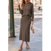 imageArachampCloz Womens Wool Blend Sweater 2 Piece Sets Business Lounge Long Sleeve Top Midi Dress OutfitsCoffee