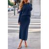 imageArachampCloz Womens Wool Blend Sweater 2 Piece Sets Business Lounge Long Sleeve Top Midi Dress OutfitsNavy