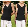 imageArachampCloz Womens Wool Blend Sweaters Non See Through Double VNeck AllSeason Tank 2026Black