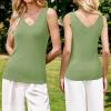 imageArachampCloz Womens Wool Blend Sweaters Non See Through Double VNeck AllSeason Tank 2026Leaves Green