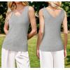 imageArachampCloz Womens Wool Blend Sweaters Non See Through Double VNeck AllSeason Tank 2026Light Gray