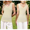 imageArachampCloz Womens Wool Blend Sweaters Non See Through Double VNeck AllSeason Tank 2026Offwhite Cream