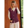 imageArachampCloz Womens Wool Blend V Neck Button Down Summer Business Casual Sweater Vests 2026Wine