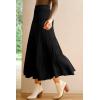 imageArachampCloz Womens Wool Blend Wide Elastic Band ALine Pleated Flowy Long Skirts 2025Black