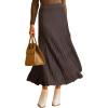 imageArachampCloz Womens Wool Blend Wide Elastic Band ALine Pleated Flowy Long Skirts 2025Coffee