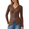 imageArachampCloz Womens 100 Cotton Lace Button Going Out Slim Fitted Cardigan Sweater 2026Brown