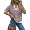 imageArachampCloz Womens 100 Cotton Polo V Neck Striped Short Sleeve Spring Casual Pullover Sweaters 2026Dark Red