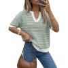 imageArachampCloz Womens 100 Cotton Polo V Neck Striped Short Sleeve Spring Casual Pullover Sweaters 2026Green
