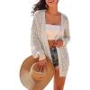 imageArachampCloz Womens Crochet Cover Up Linen Blend Open Front Beach Oversized Kimonos 2026Beige