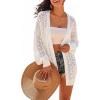 imageArachampCloz Womens Crochet Cover Up Linen Blend Open Front Beach Oversized Kimonos 2026White