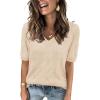 imageArachampCloz Womens Lightweight Fall Sweater Tops Casual Short Sleeve Blouses ShirtsBapricot