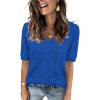 imageArachampCloz Womens Lightweight Fall Sweater Tops Casual Short Sleeve Blouses ShirtsRoyal Blue