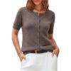 imageArachampCloz Womens Lightweight Short Sleeve Business Casual Cropped Cardigan TopsAcoffee