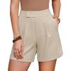 imageArachampCloz Womens Linen Blend High Waist Business Casual Wide Leg Shorts 2026Khaki