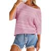 imageArachampCloz Womens Linen Blend Off Shoulder Summer Cover Up Beach Casual Crochet Tops Hollow Out Vacation Outfits 2026Pink