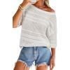 imageArachampCloz Womens Linen Blend Off Shoulder Summer Cover Up Beach Casual Crochet Tops Hollow Out Vacation Outfits 2026White