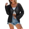imageArachampCloz Womens Linen Blend Summer Crochet Cardigans Lightweight Lacey Kint Hollow Out Beach Vacation Outfits Trendy 2026Black