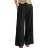imageArachampCloz Womens Linen Blend Wide Leg Palazzo Pants AllSeason Business Casual Outfits Dress TrousersBlack