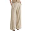 imageArachampCloz Womens Linen Blend Wide Leg Palazzo Pants AllSeason Business Casual Outfits Dress TrousersKhaki