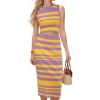 imageArachampCloz Womens Non See Through 2 Piece Sets Tank Top and Midi Skirt Knit OutfitsPurpleyellow