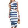 imageArachampCloz Womens Non See Through 2 Piece Sets Tank Top and Midi Skirt Knit OutfitsWhitelake Blue