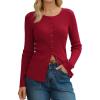 imageArachampCloz Womens Wool Blend Button Up Business Casual Cardigan Tops Outfits 2026Red