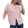 imageArachampCloz Womens Wool Blend Lightweight Cardigan Short Sleeve Summer Oversized Casual Sweaters TopsLight Pink
