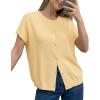 imageArachampCloz Womens Wool Blend Lightweight Cardigan Short Sleeve Summer Oversized Casual Sweaters TopsYellow