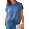 imageArachampCloz Womens Wool Blend Short Sleeve Oversized Sweater Business Casual Tops 2026Lake Blue
