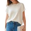 imageArachampCloz Womens Wool Blend Short Sleeve Oversized Sweater Business Casual Tops 2026Offwhite