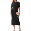 imageArachampCloz Womens Wool Blend Sweater 2 Piece Sets Business Casual Short Sleeve Top Midi Dress OutfitsBlack