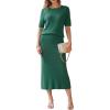 imageArachampCloz Womens Wool Blend Sweater 2 Piece Sets Business Casual Short Sleeve Top Midi Dress OutfitsTeal