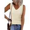 imageArachampCloz Womens Wool Blend Sweaters Non See Through Double VNeck AllSeason Tank 2026Offwhite Cream