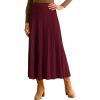 imageArachampCloz Womens Wool Blend Wide Elastic Band ALine Pleated Flowy Long Skirts 2025Burgundy