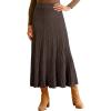 imageArachampCloz Womens Wool Blend Wide Elastic Band ALine Pleated Flowy Long Skirts 2025Coffee