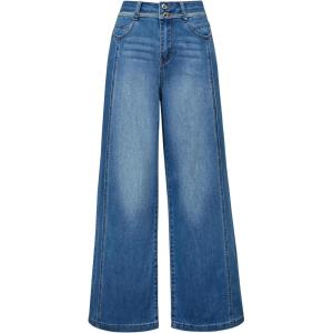 imageArachampCloz Womens Cotton Contrast Waistband Wide Leg Stretchy Denim Jeans 2026Blue