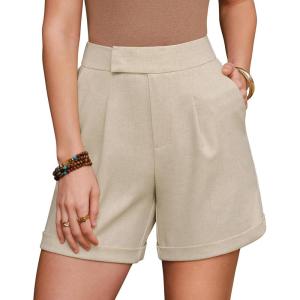 imageArachampCloz Womens Linen Blend High Waist Business Casual Wide Leg Shorts 2026Khaki