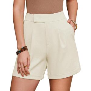 imageArachampCloz Womens Linen Blend High Waist Business Casual Wide Leg Shorts 2026White