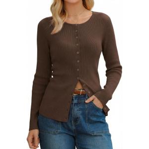 imageArachampCloz Womens Wool Blend Button Up Business Casual Cardigan Tops Outfits 2026Coffee